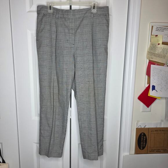 Loft Pull On Style Houndstooth Plaid Cropped Dress Pants Sz Large - Picture 3 of 11